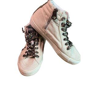 Vintage Havana High Top Sneakers Silver Tone Star Studs Side Zip Women's Size‎ 6